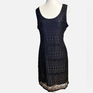 Tiana B. Black Lace Sleeveless Lined‎ Dress Large NWT